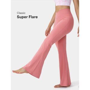 Halara Crossover High Waisted Back Pocket Super Flare Leggings Sz Medium Petite